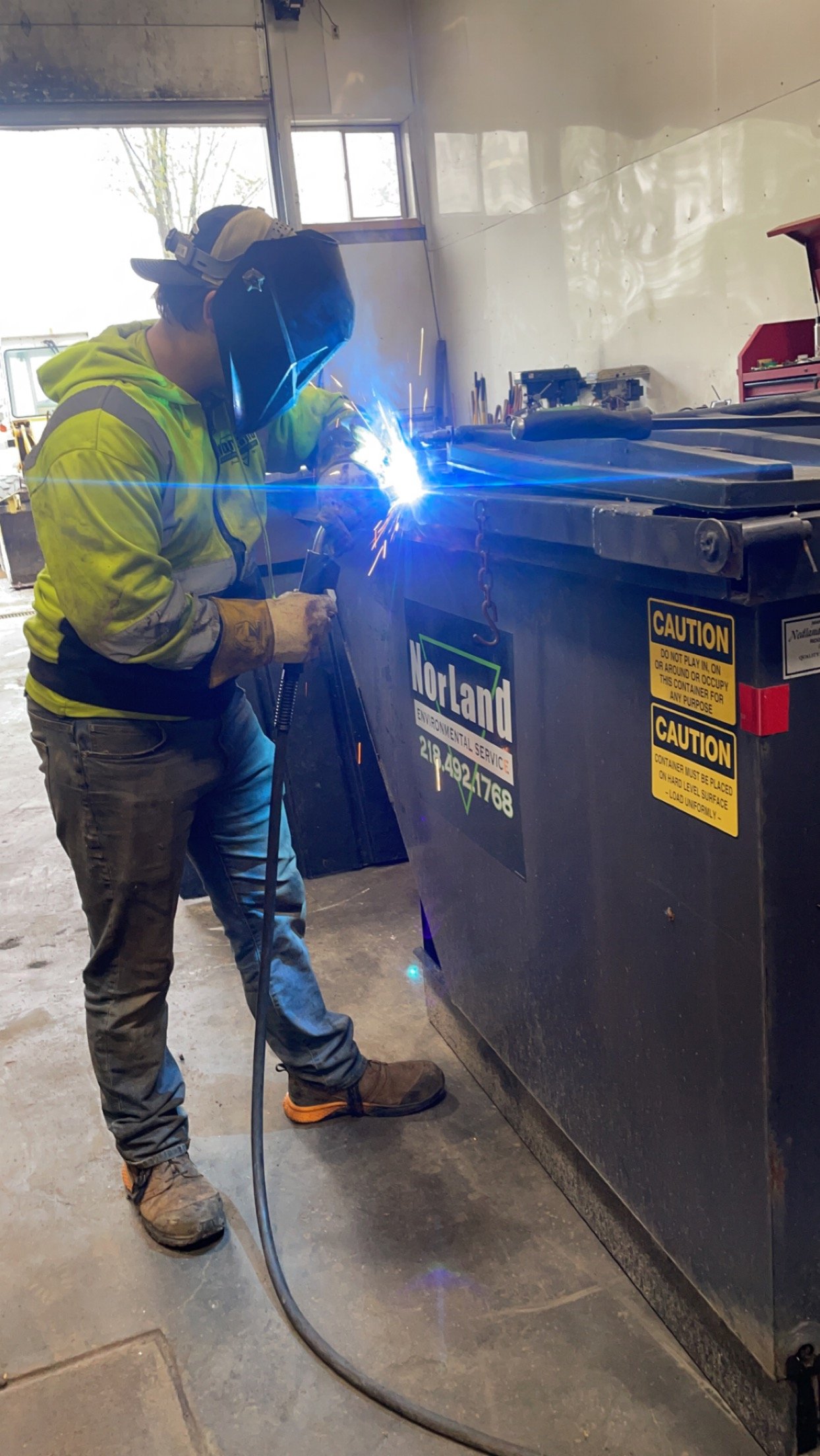 Repairing containers in the Walter's shop